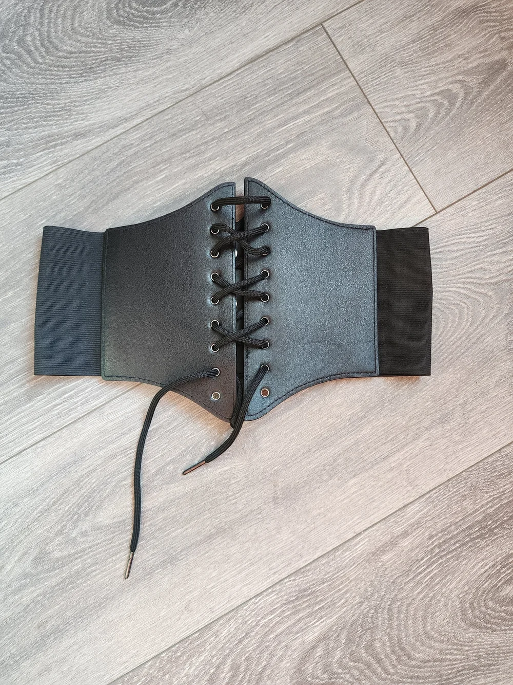 Black Wide Lace-Up Corset Belt OS Renaissance Whimsygoth